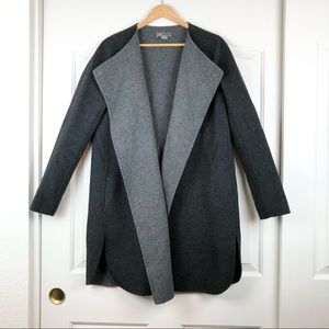 Vince Two-Tone Gray Asymmetrical Wool Coat
